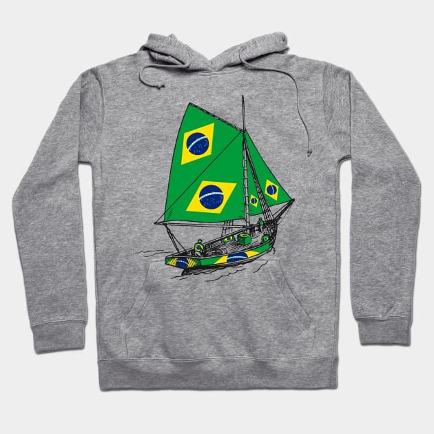 Vintage Brazil Flag Galleon Ship Sailor Team of Brazil Pride | Support Brazil Country Hoodie by Mochabonk